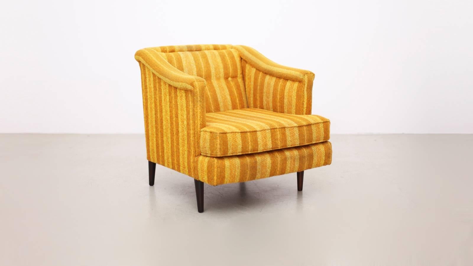 Mid-20th Century Edward Wormley Yellow Lounge Chair for Dunbar, Reupholstery Needed For Sale