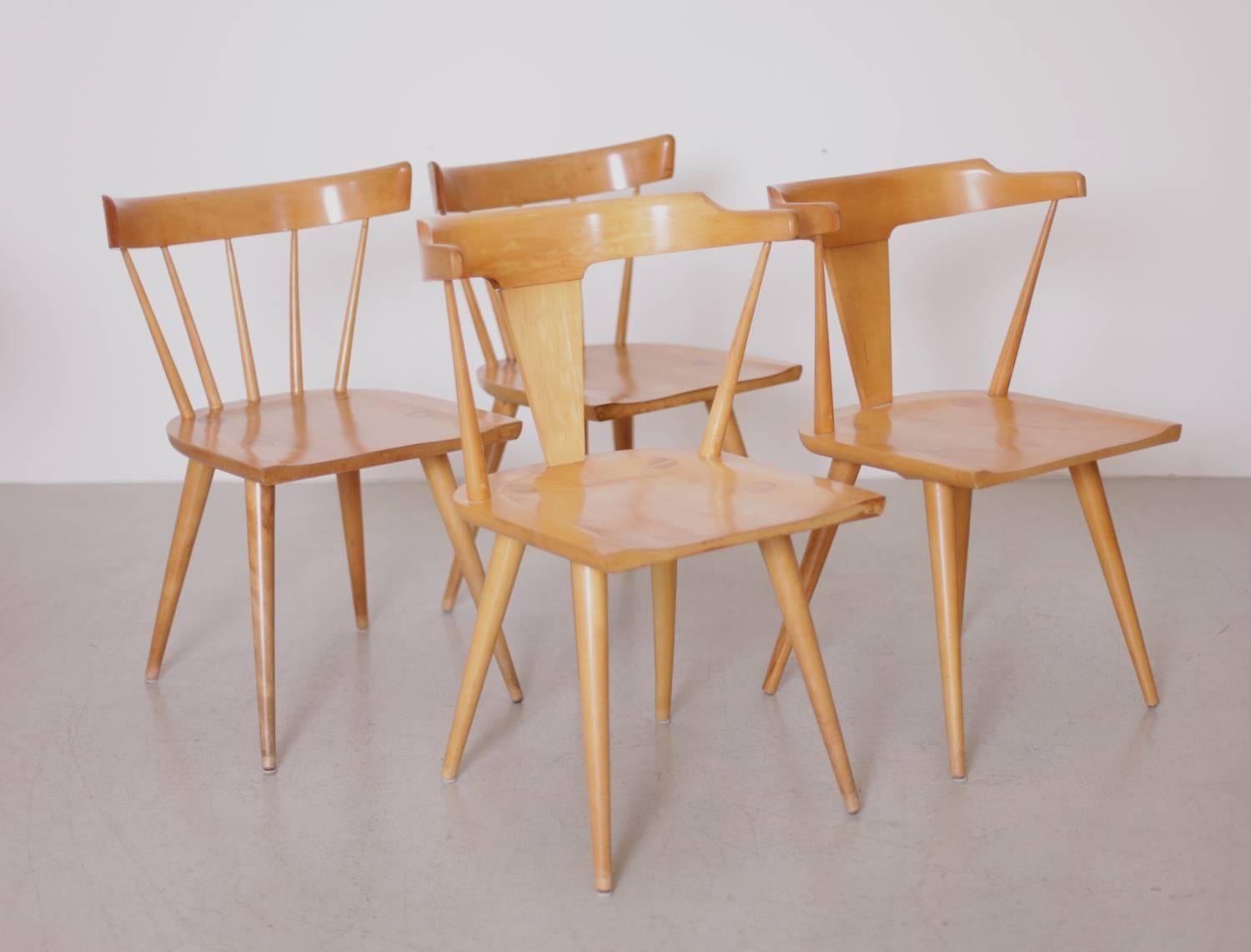 Paul McCobb Dining Set Four Chairs and Table, Maple, 1950s, Winchendon In Good Condition In Berlin, DE