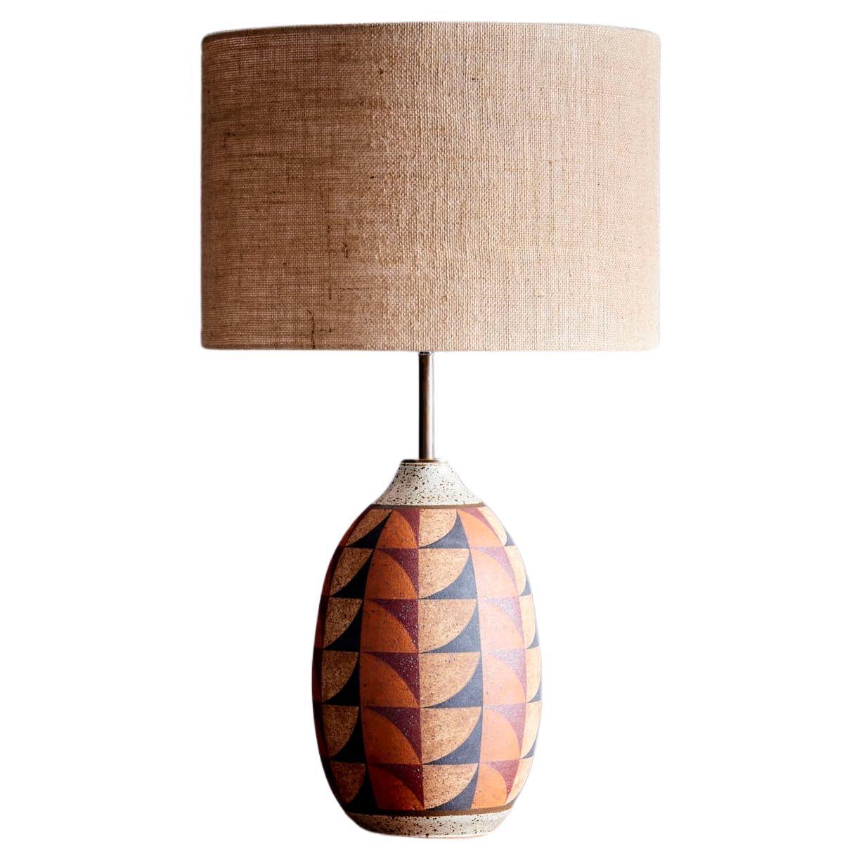 Kat & Roger Table Lamp with hand-crafted and hand-painted ceramic base, USA For Sale