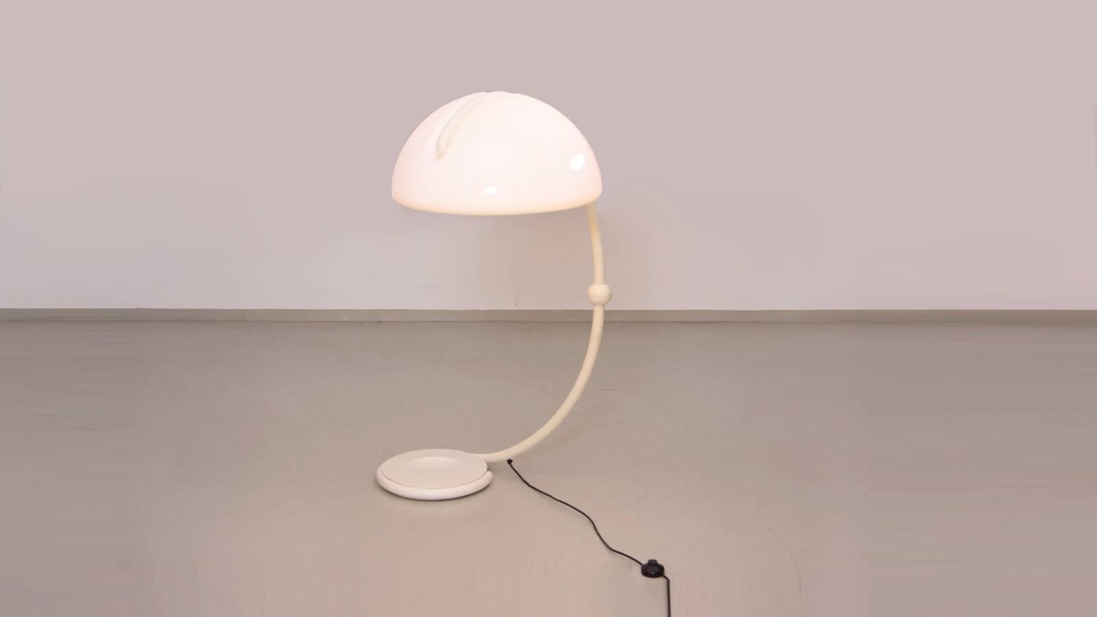 Italian Elio Martinelli Serpente Arch Floor Lamp in White
