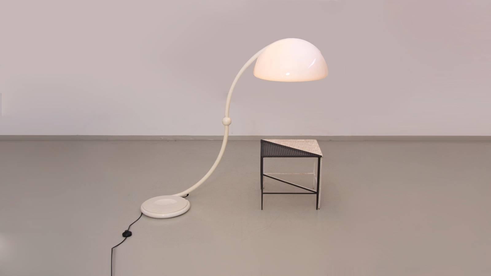 Metal Elio Martinelli Serpente Arch Floor Lamp in White