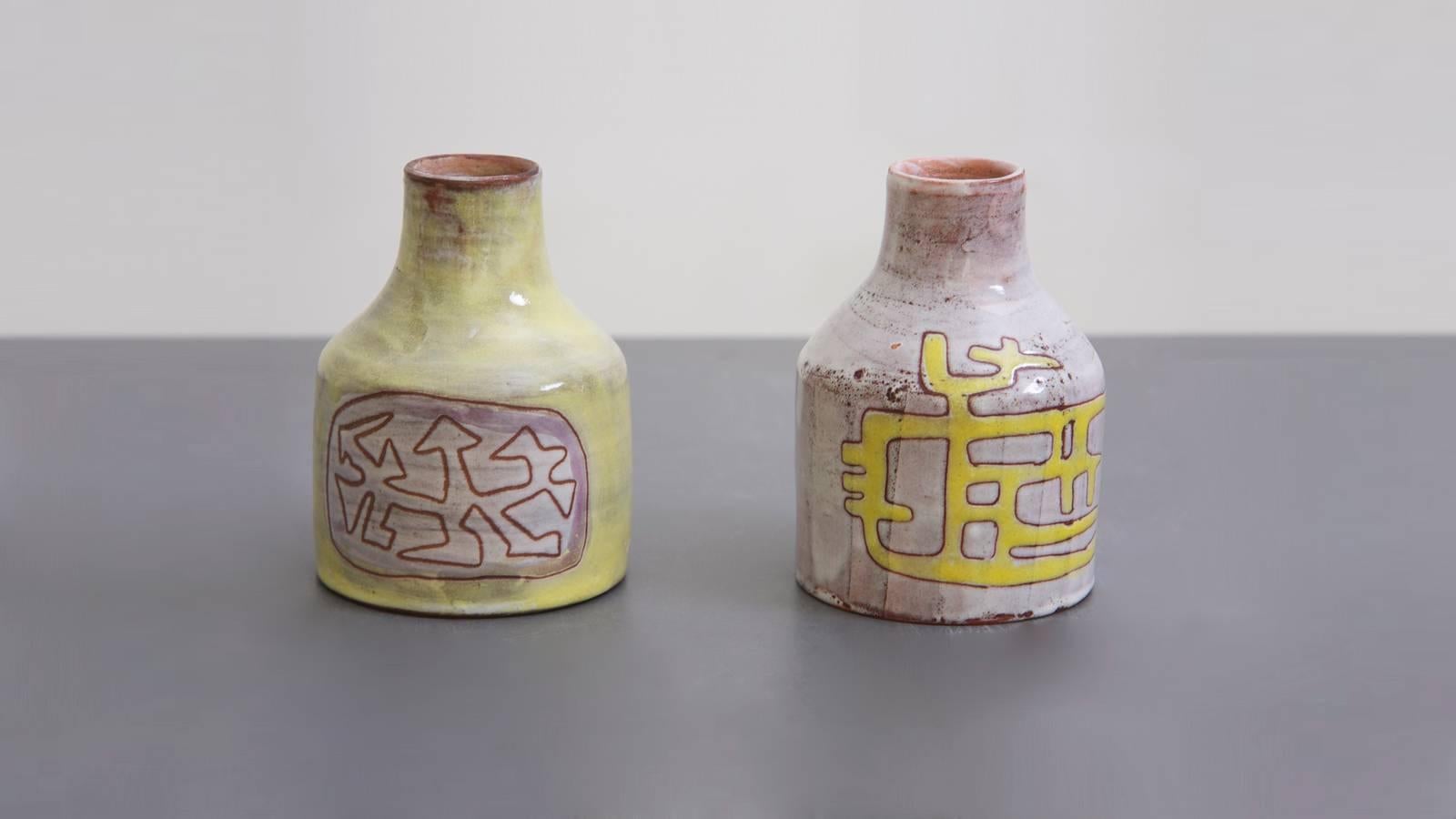 Mid-Century Modern Pair of Ceramic Table Lamps by Juliene Derel Rivier