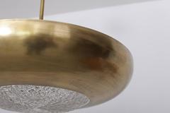 Extra Large 1930s Solid Brass and Crystal Glass Pendant Lamp