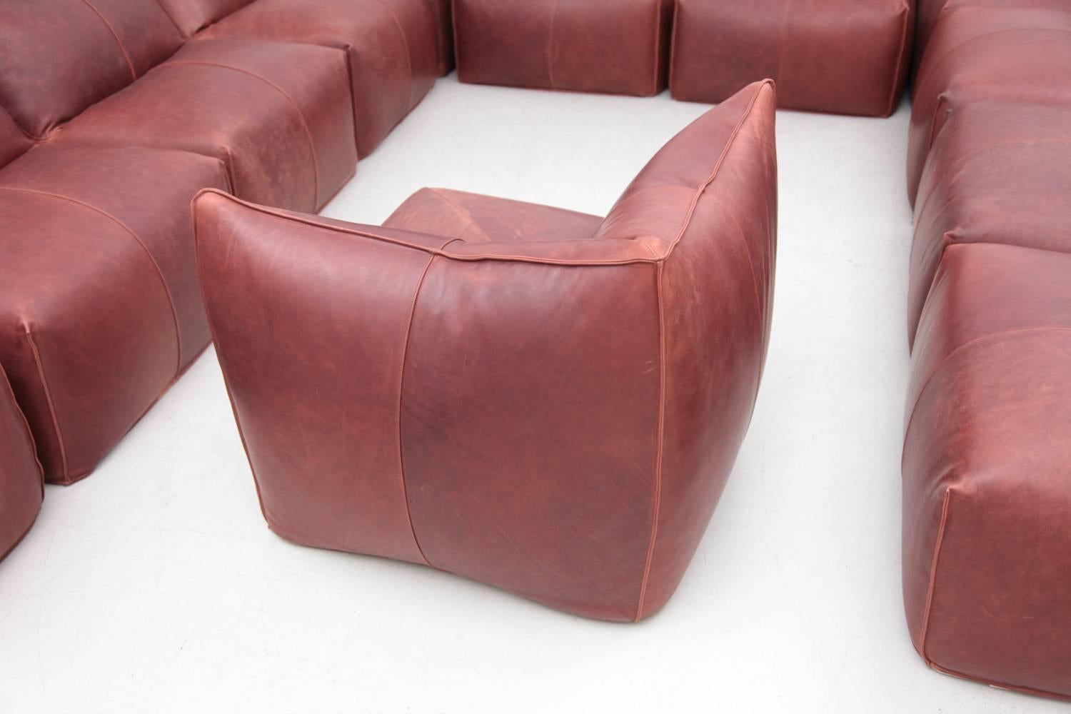 14 Pieces of Sectional Bambole Sofa by Mario Bellini for B&B Italia in Leather In Excellent Condition In Berlin, DE