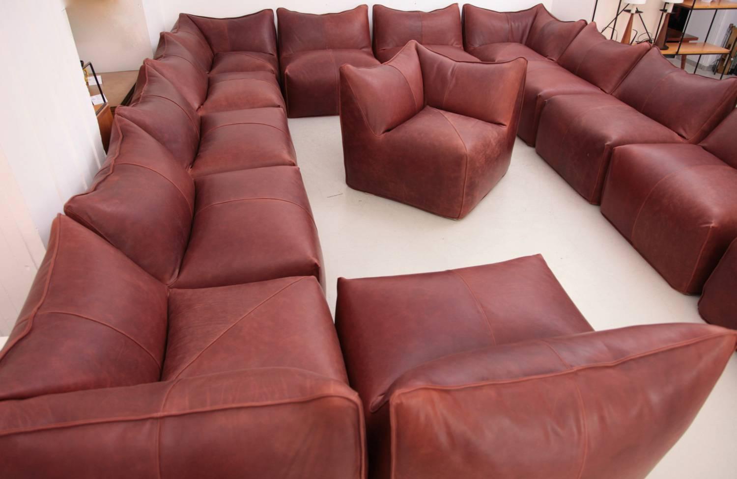 14 Pieces of Sectional Bambole Sofa by Mario Bellini for B&B Italia in Leather 2