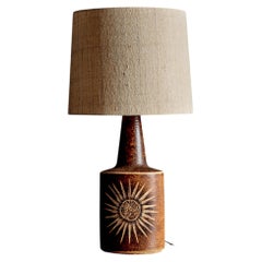 Huge Ceramic Table Lamp by Einar Johansen for Søholm with Stylised Sun