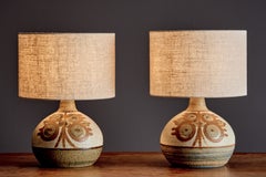 Coppia di lampade da tavolo in ceramica disegnate da Noomi Backhausen per Søholm, Danimarca, anni ’60