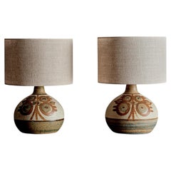 Coppia di lampade da tavolo in ceramica disegnate da Noomi Backhausen per Søholm, Danimarca, anni ’60