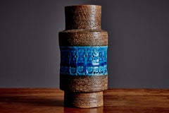 Ceramic Vase with blue glazed Motif by Aldo Londi for Bitossi, Italy, 1960s