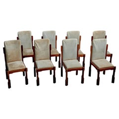 Lot de 8 chaises de salle à manger de style brutaliste, créées par Luciano Frigerio, Italie, années 1970