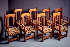 Set of 8 Handcrafted Redwood Dining Chairs, Mid-Century Modern