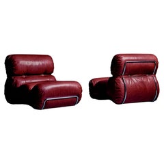 Newly upholstered Pair of Space Age Lounge Chairs attributed to Gastone Rinaldi