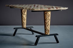 Coffee Table with Striped Marble Top attributed to Duilio Barnabé