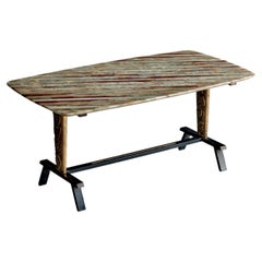 Coffee Table with Striped Marble Top attributed to Duilio Barnabé