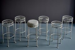 Set of Six Bar Stools in the Manner of Mathieu Mategot, France 1950s