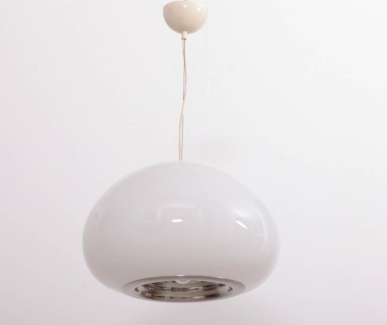 Black And White Pendant Lamp By Castiglioni For Flos At Pendant Lamp With Opal Glass Bowl For Diffused Light Concentrated A Polished Aluminium