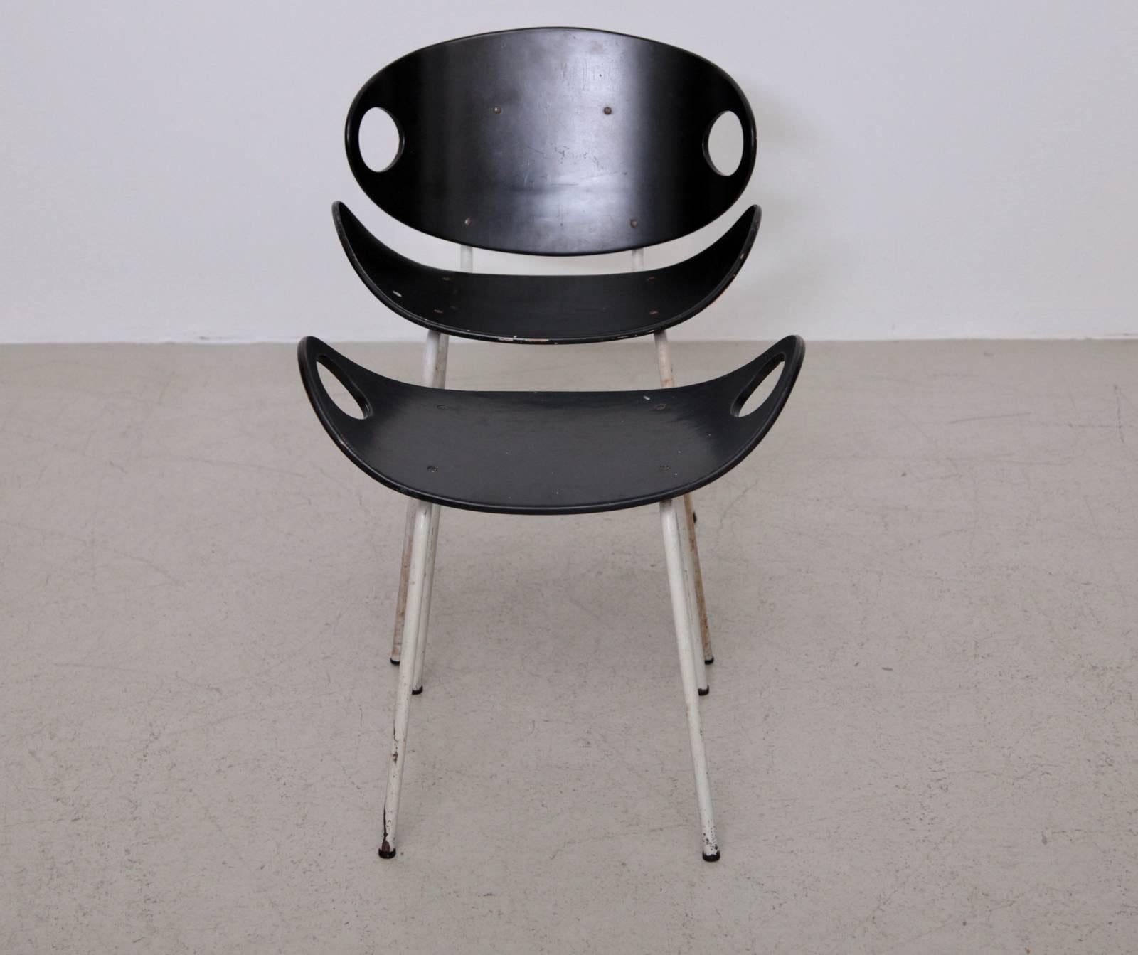 Mid-Century Modern Set of Olof Kettunen Chair and Stool for Merivaara, Finland, 1950s