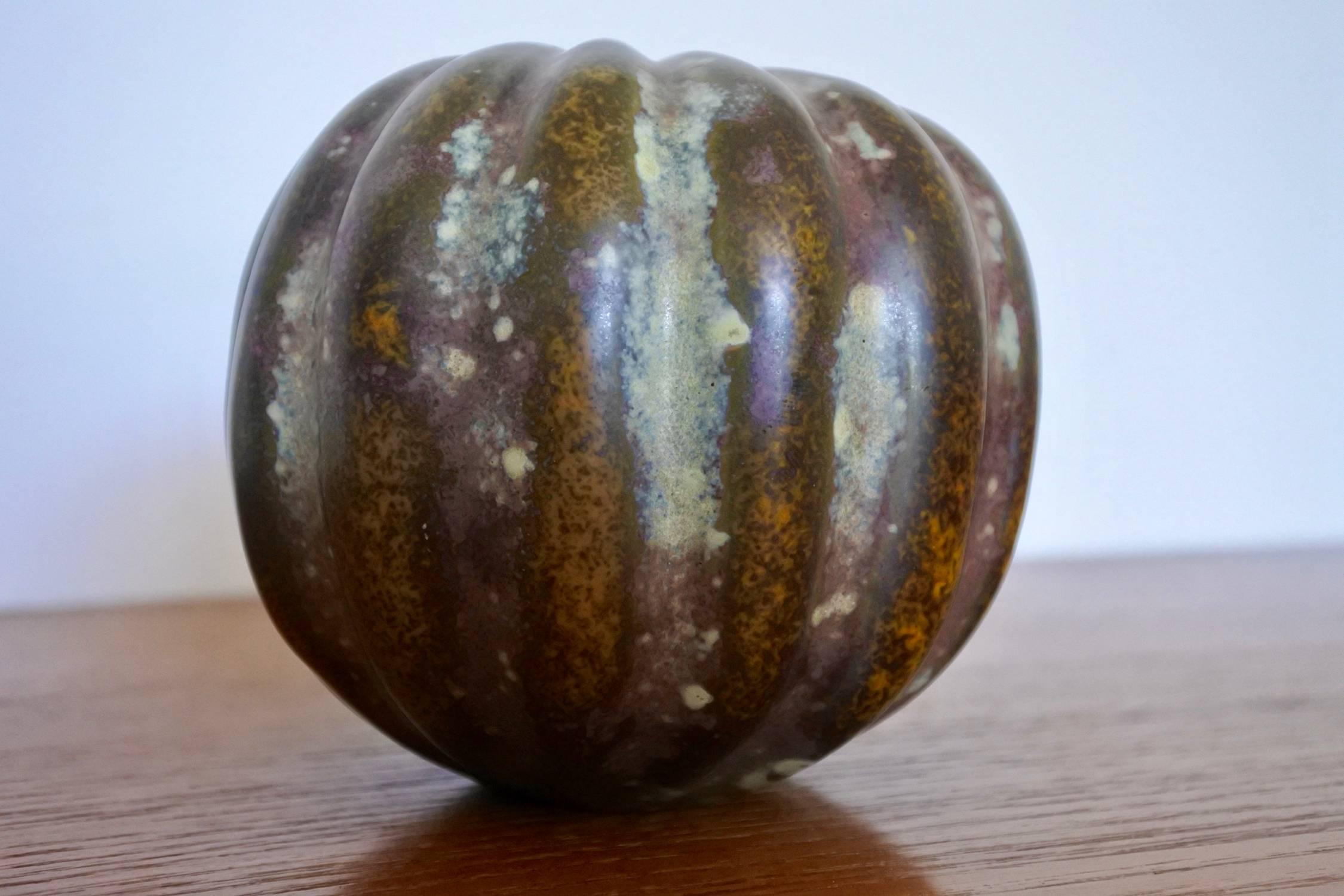 Mid-Century Modern Unique Signed Hans Hedberg Pumpkin Pumpa Vase