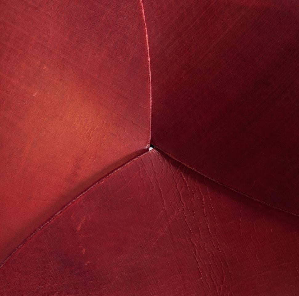 American Quark Stool by Dan Wenger in Red Leather and Steel