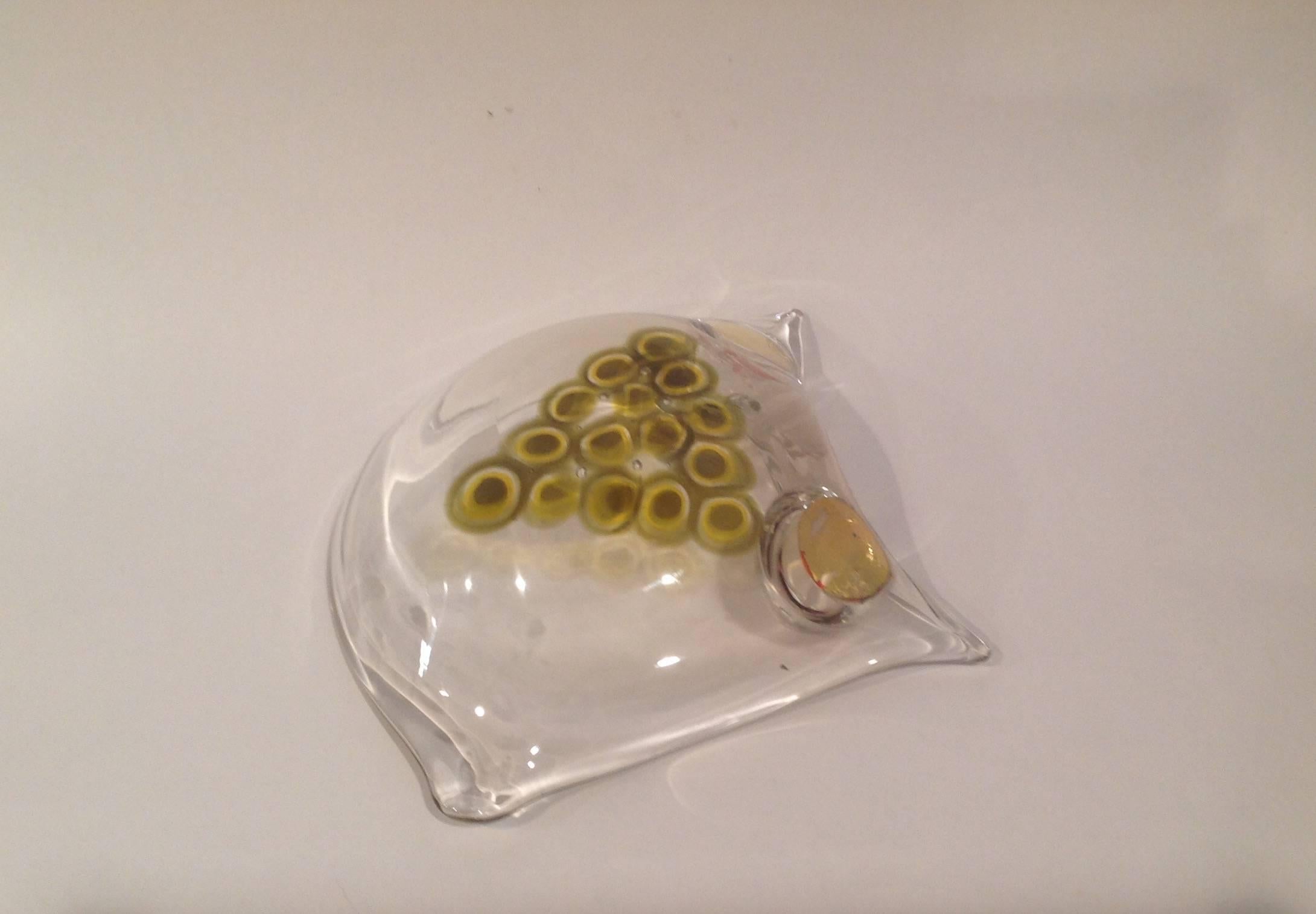 Mid-Century Modern Rare Antonio Daros for Cenedese Murano Owl Sculptural Dish with Murrines For Sale