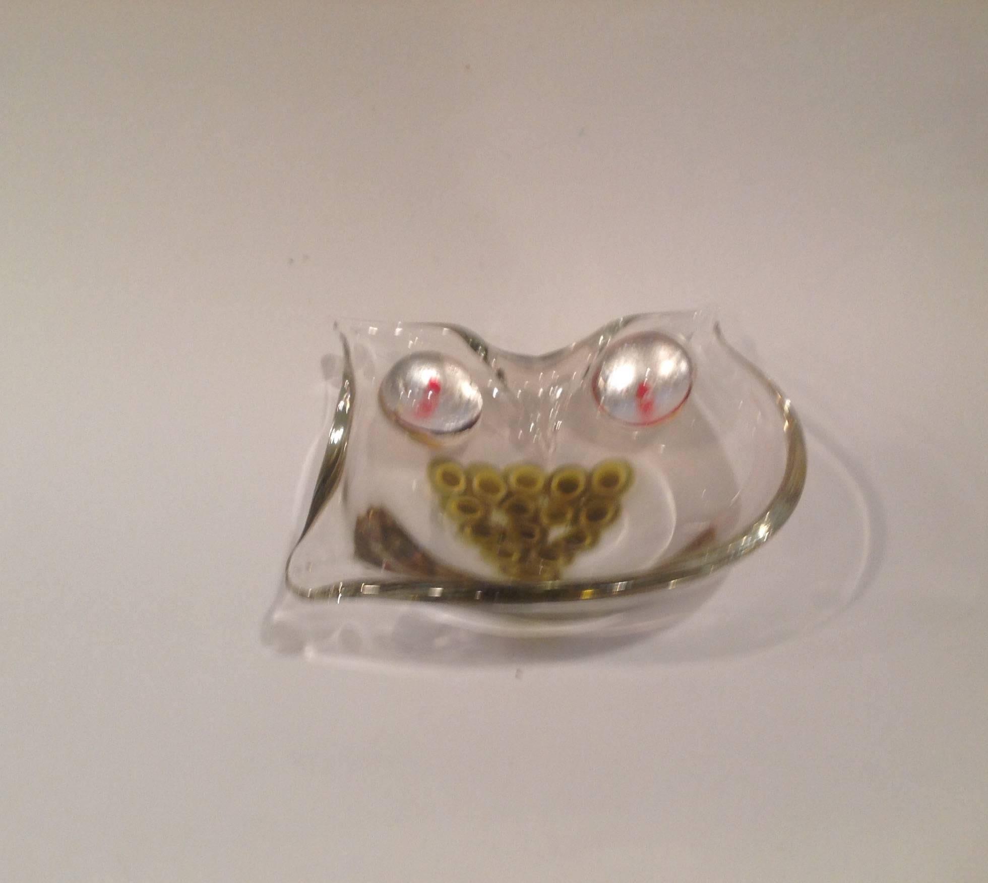 Rare Antonio Daros for Cenedese Murano Owl Sculptural Dish with Murrines In Excellent Condition For Sale In Keego Harbor, MI