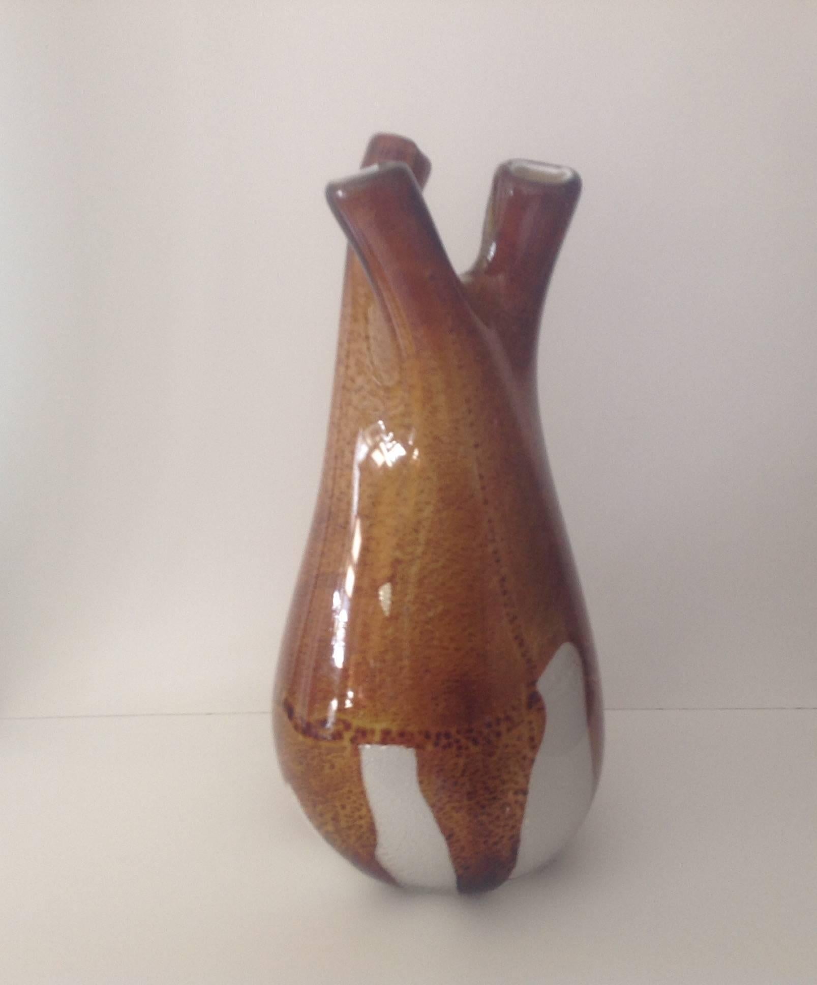 Mid-Century Modern Rare Avem Murano Triple Neck Vase by Aldo Nason For Sale
