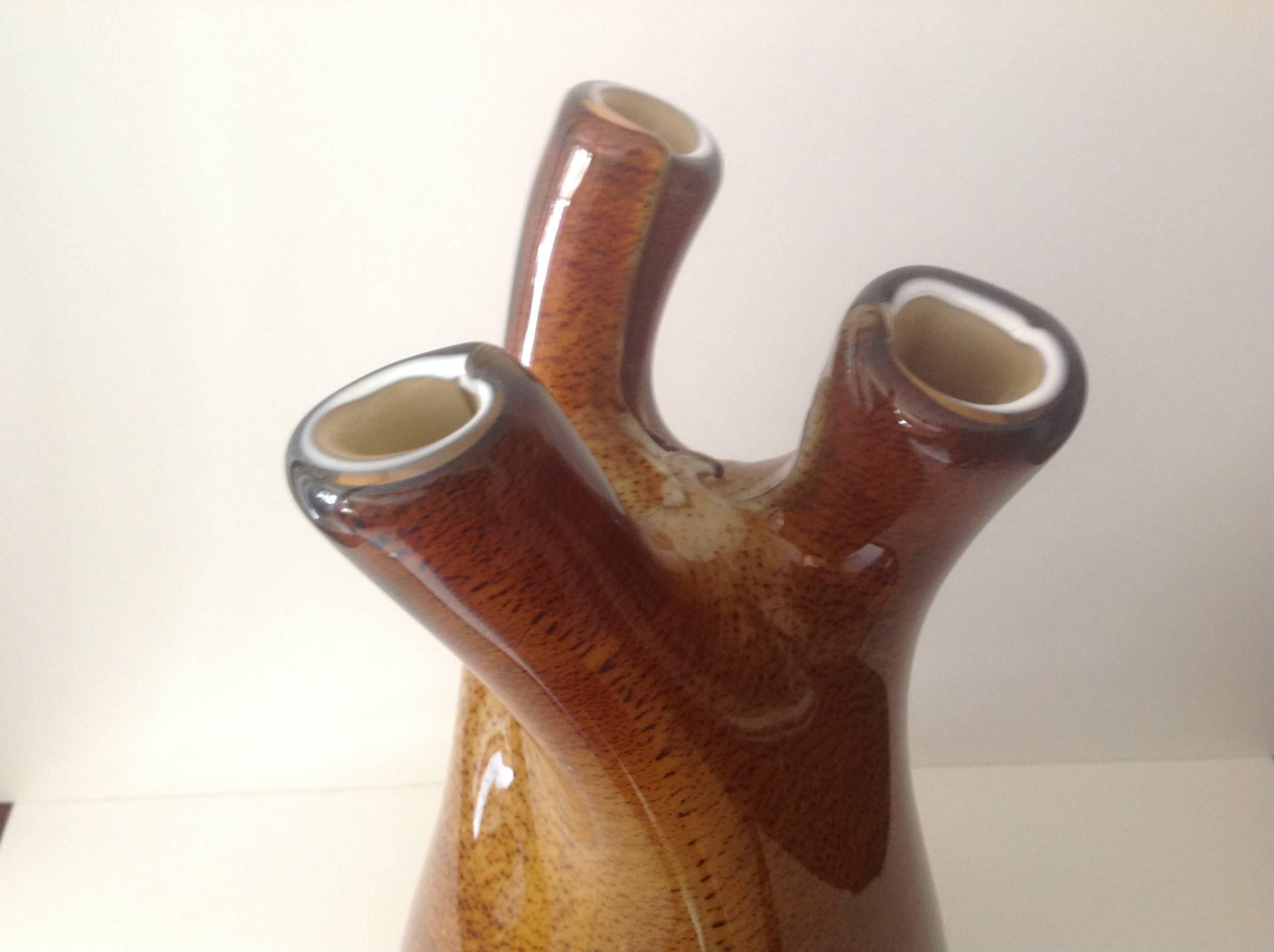 Italian Rare Avem Murano Triple Neck Vase by Aldo Nason For Sale