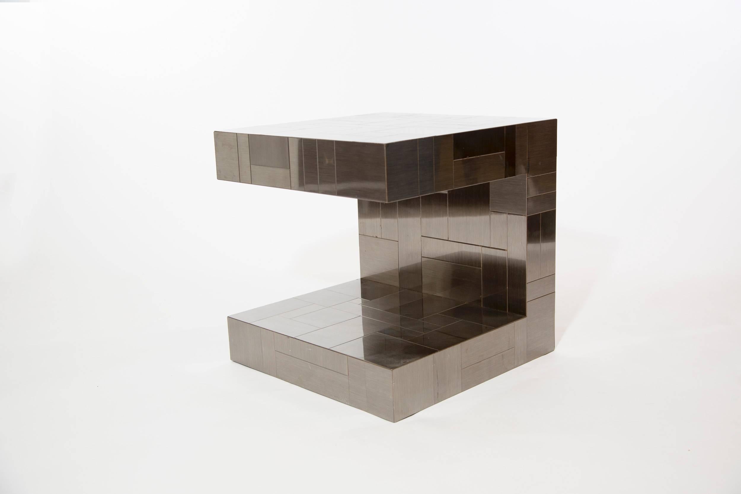 Signed Paul Evans Cityscape Side Table for Directional.