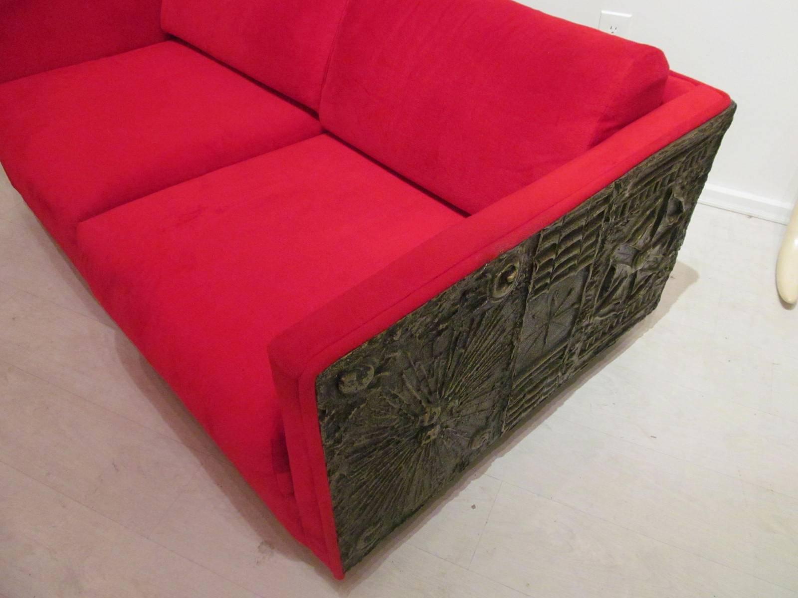 Brutalist Paul Evans Style Loveseat by Adrian Pearsall for Craft Associates In Good Condition In Keego Harbor, MI