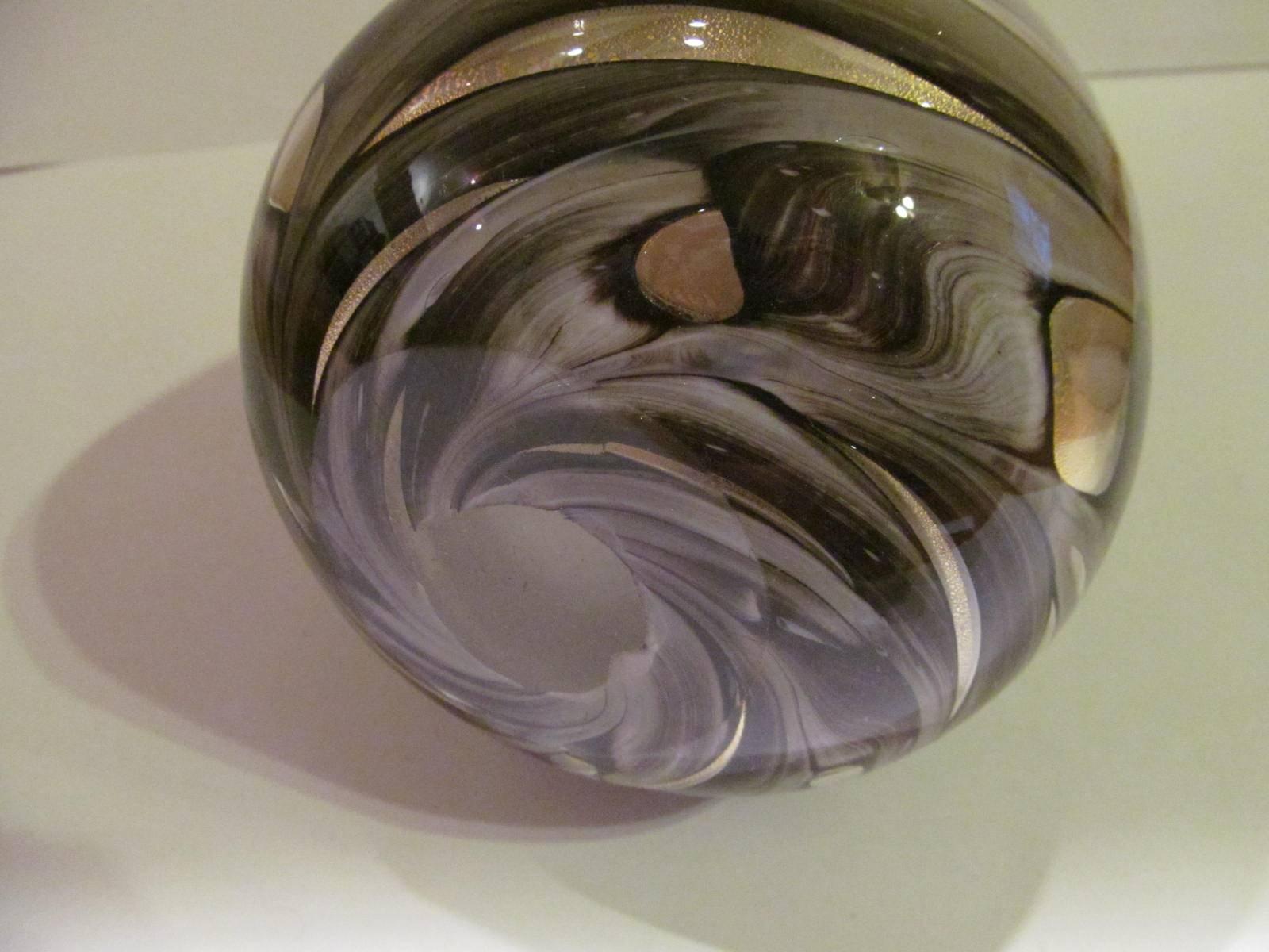 Italian Graffito Vase with Gold Designed by Ercole Barovier for Barovier and Toso