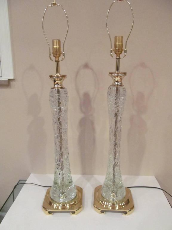 Pair of Clear Rock Crystal Lamps For Sale at 1stDibs
