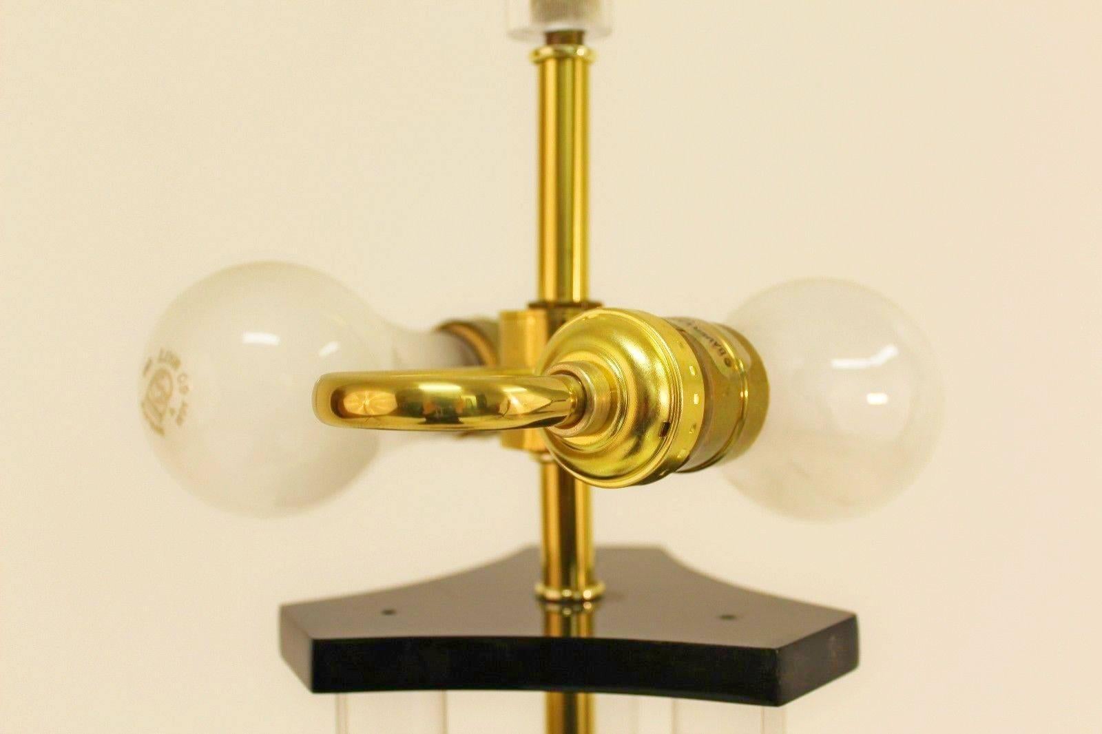 Pair of Lucite Acrylic and Brass Lamps by Bauer 1