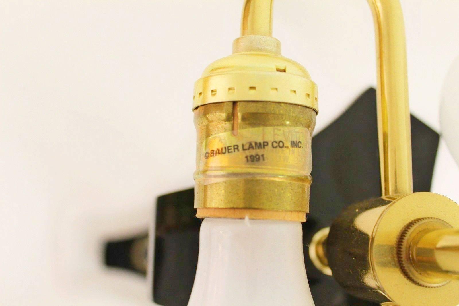 Pair of Lucite Acrylic and Brass Lamps by Bauer 2