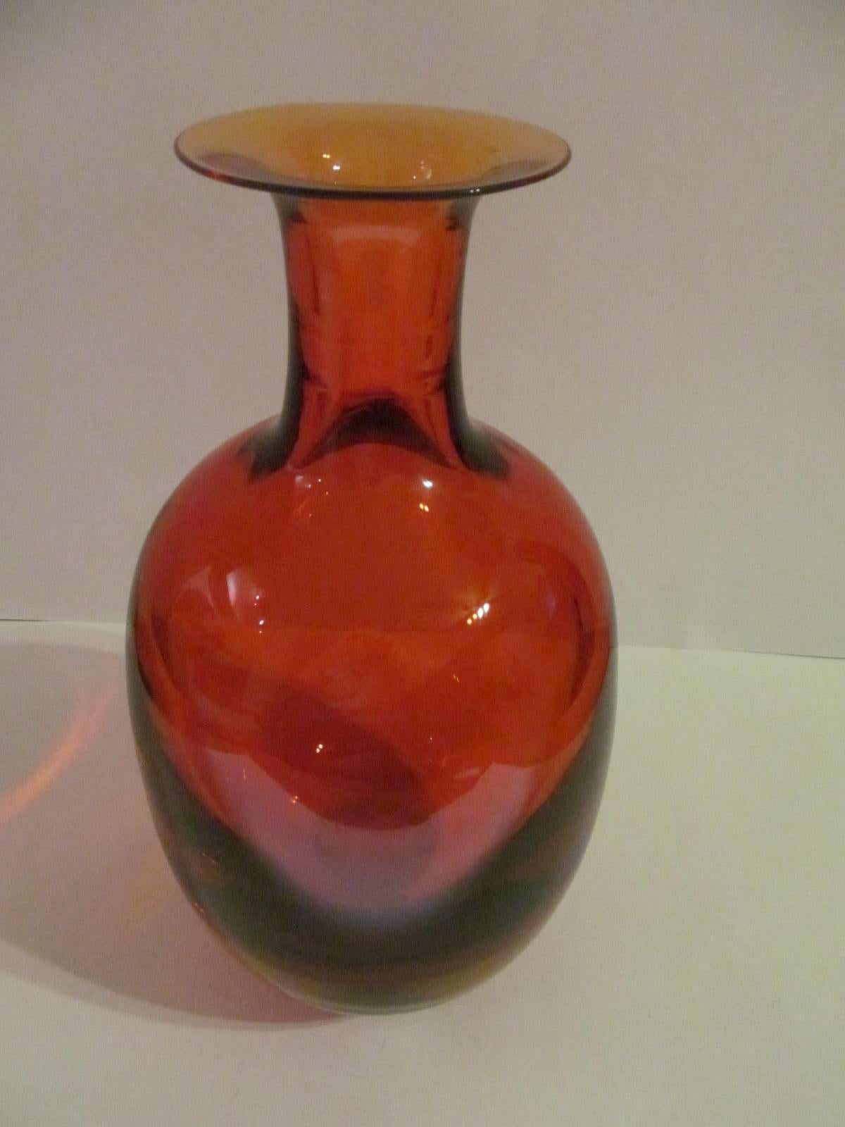 Monumental Sommerso vase by Archimede Seguso. Signed with an original label.