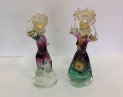 Pair of Alfredo Barbini for Salviati Murano Figures, circa 1950s