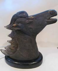Signed Alfredo Barbini Murano Lighted Horse Head Sculpture