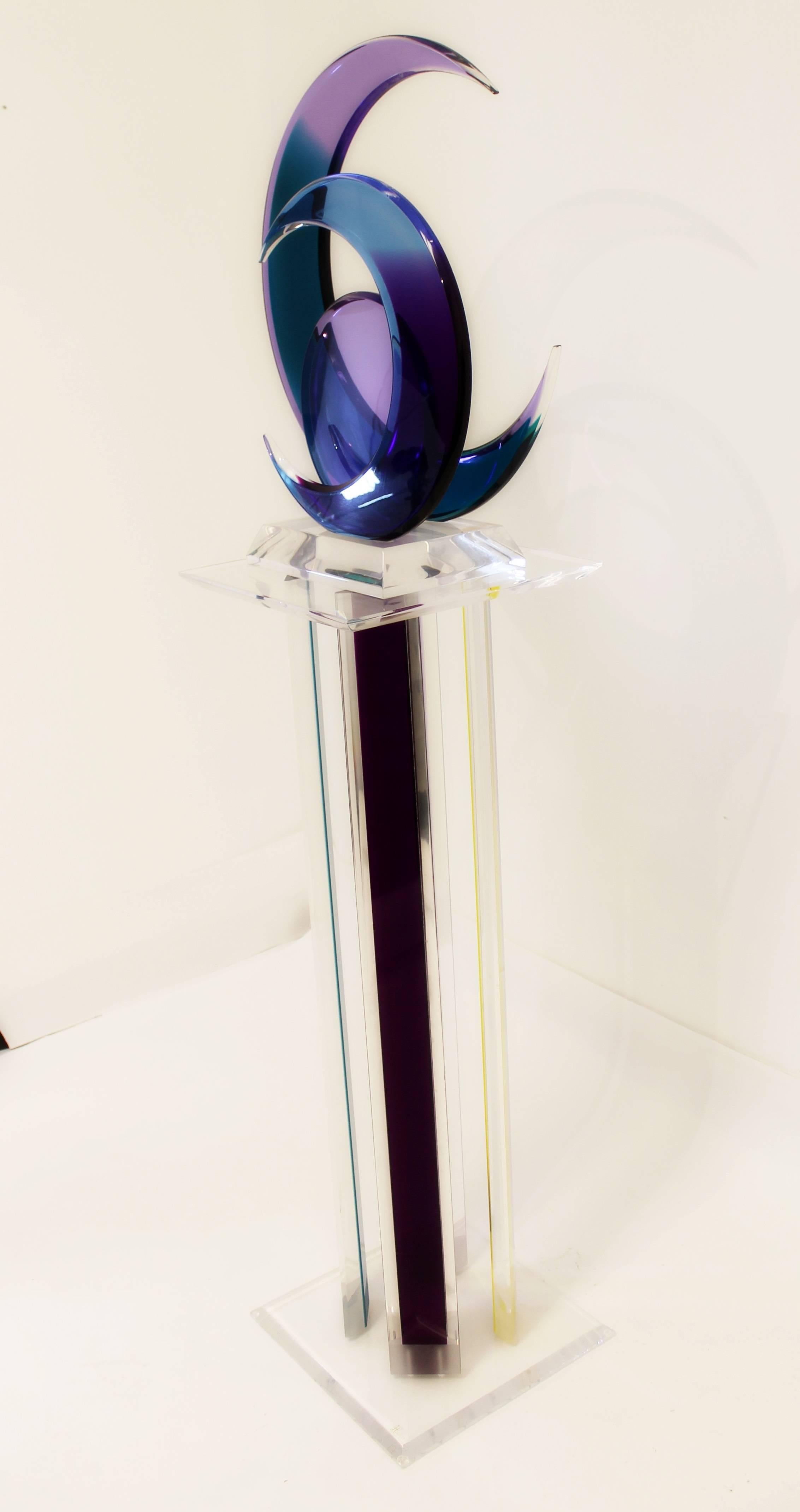 Mid-Century Modern Contemporary Lucite Sculpture and Stand by Shlomi Haziza
