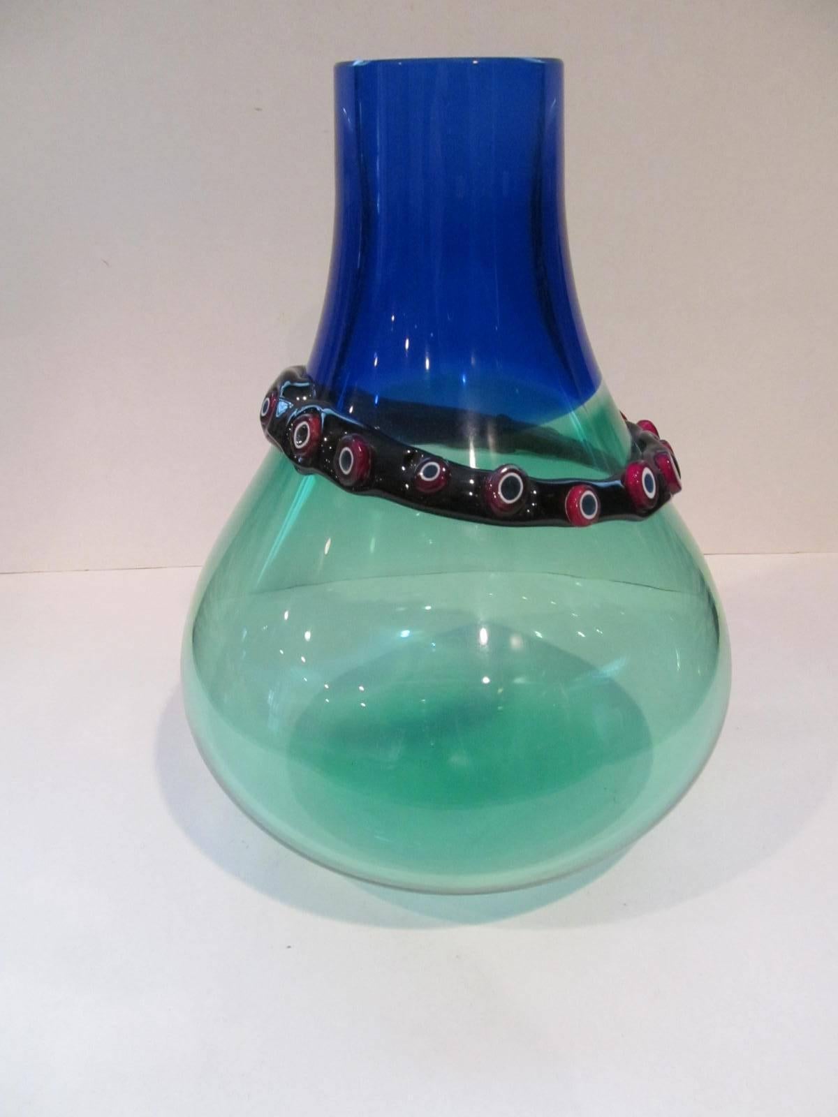 Rare Signed Alfredo Barbini Incalmo Vase with Applied Murrines In Excellent Condition In Keego Harbor, MI