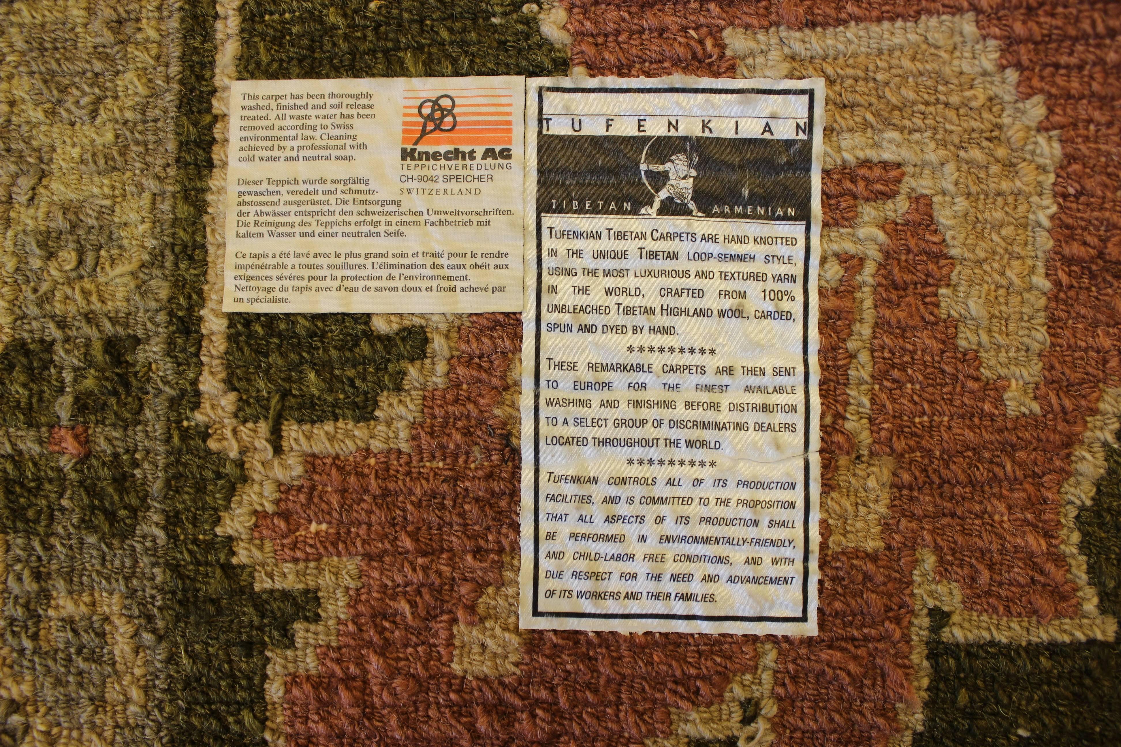 Mid-Century Modern Knecht AG Large Tufenkian Tibetan Armenian Hand-Knotted 100% Wool Rug