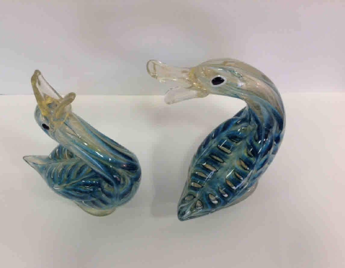 Mid-Century Modern Rare Pair of Barovier and Toso Graffito Barbarico Murano Ducks