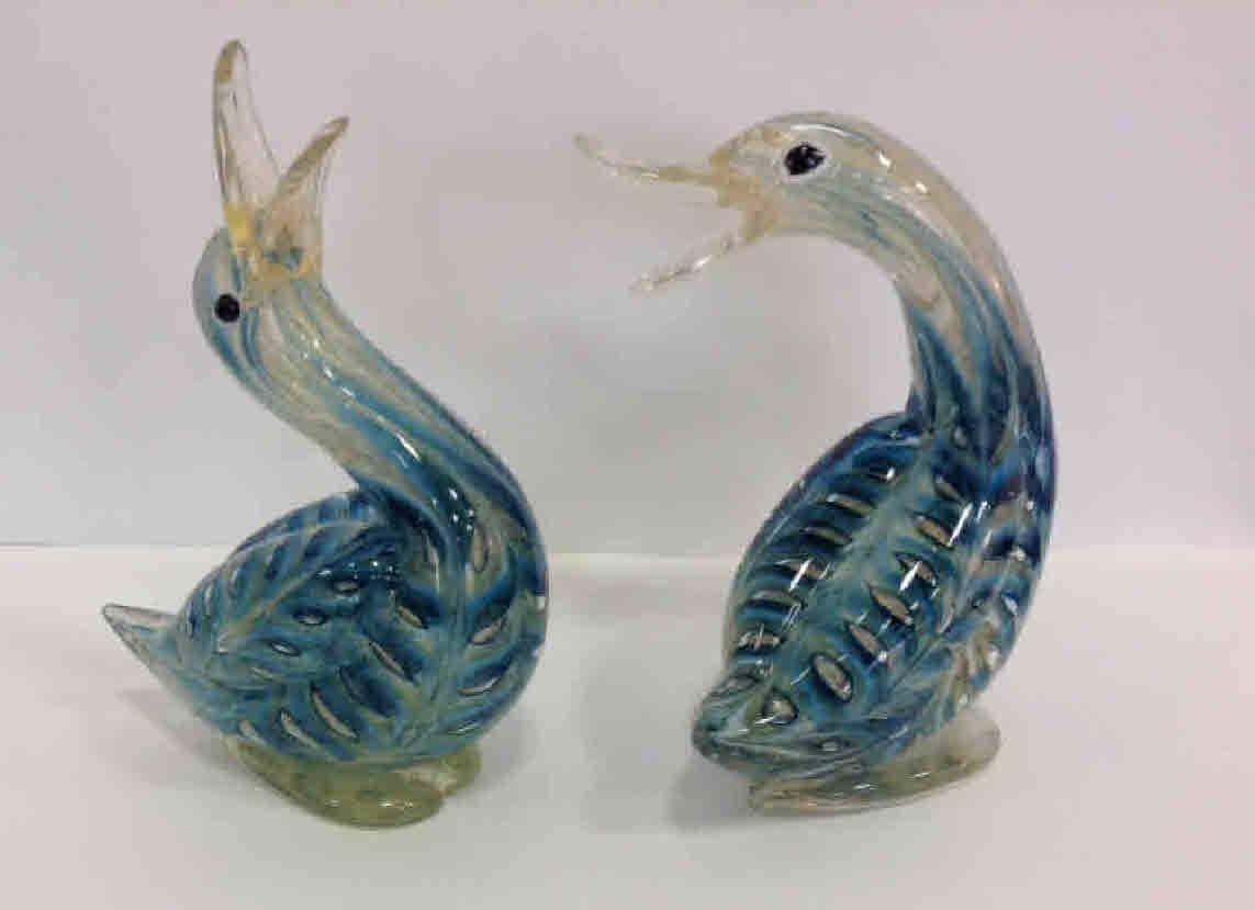 Mid-20th Century Rare Pair of Barovier and Toso Graffito Barbarico Murano Ducks