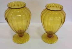 Pair of Vittorio Zecchin Murano Vases in Brilliant Yellow