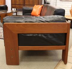 Tobia Scarpa for Gavina Bastiano Sofa in Leather and Mahogany