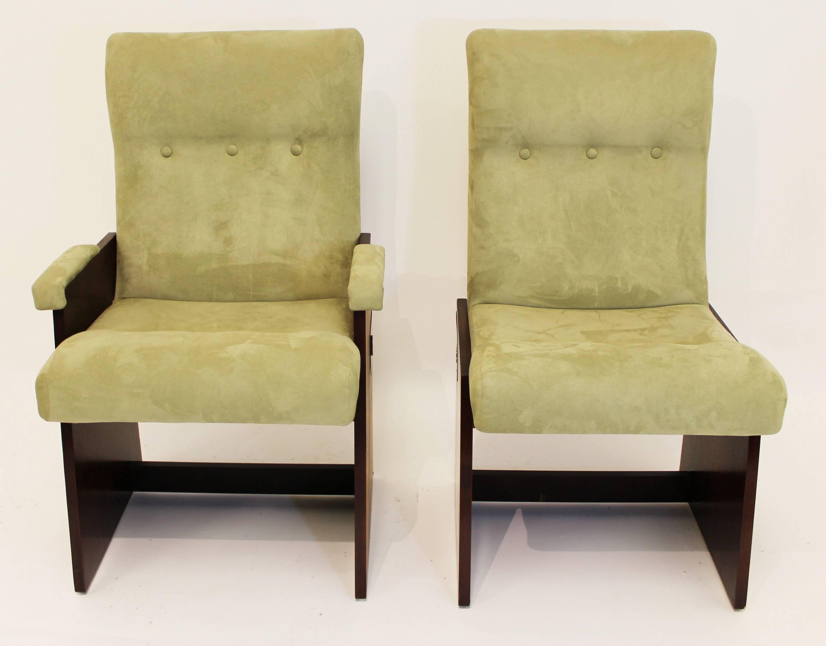 American Set of Eight Lane Brutalist Style Dining Chairs