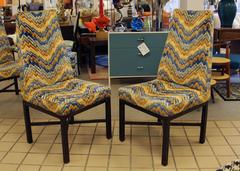Set of Five Dunbar Dining Chairs with Jack Lenor Larsen Fabric