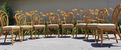 Gorgeous McGuire Dining Set Bamboo Rattan Brass Signed Table and Eight Chairs
