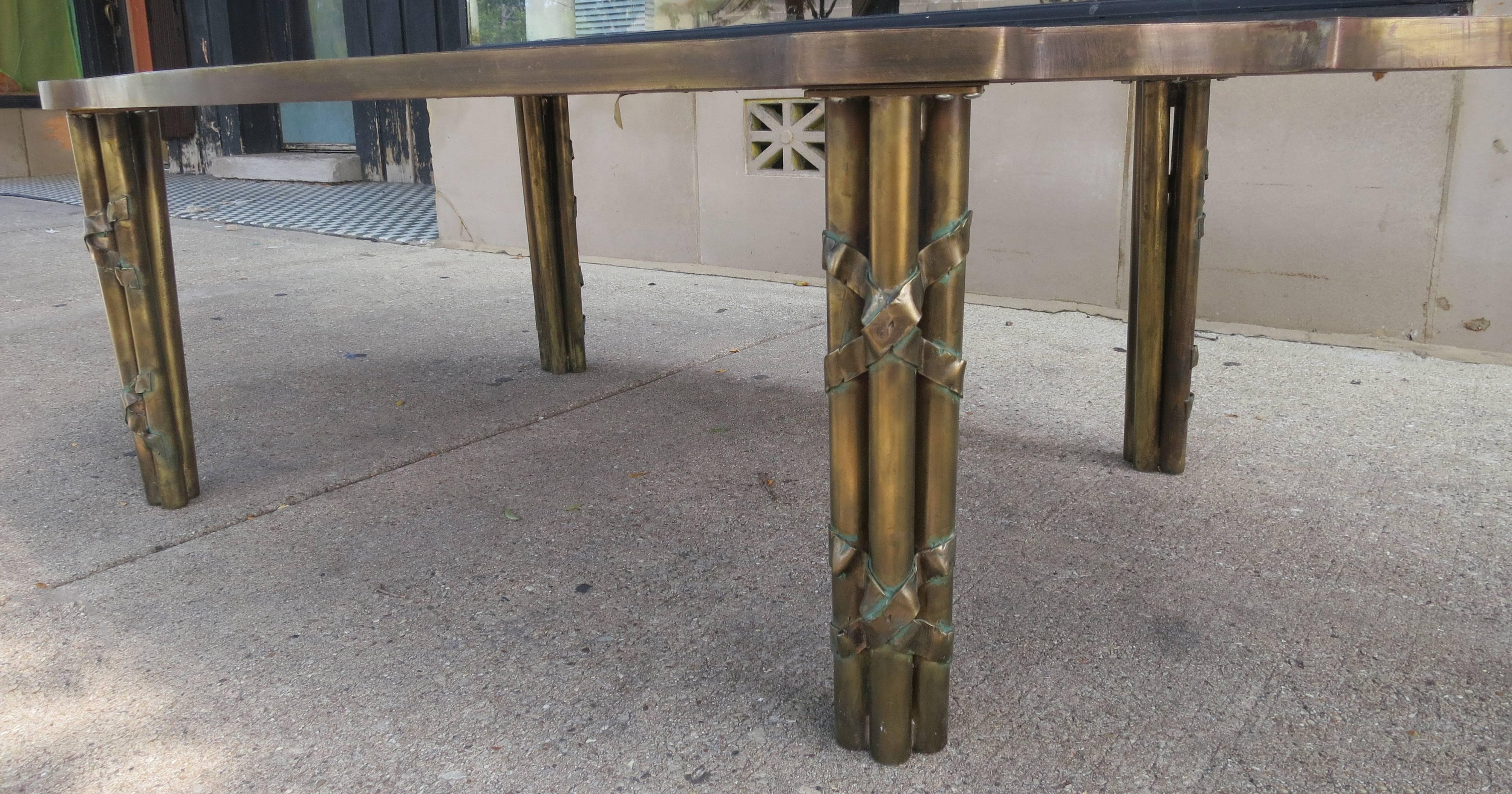 Mid-Century Modern Philip and Kelvin LaVerne Etched Bronze Pewter Coffee Table