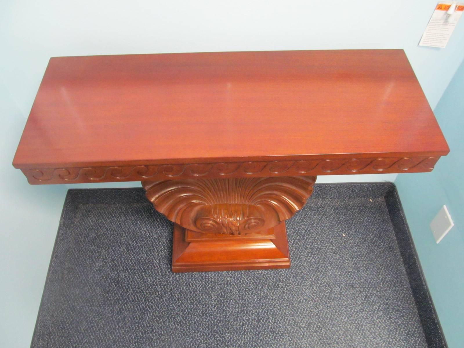 Wonderful signed model 3050 shell console table by Edward Wormley for Dunbar.