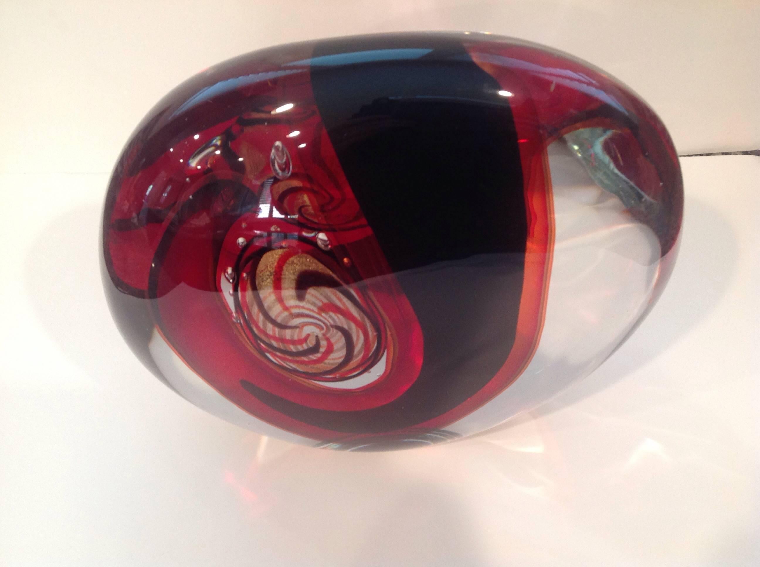 A large and abstract sculpture in Murano glass by Michele Onesto. Signed as pictured.