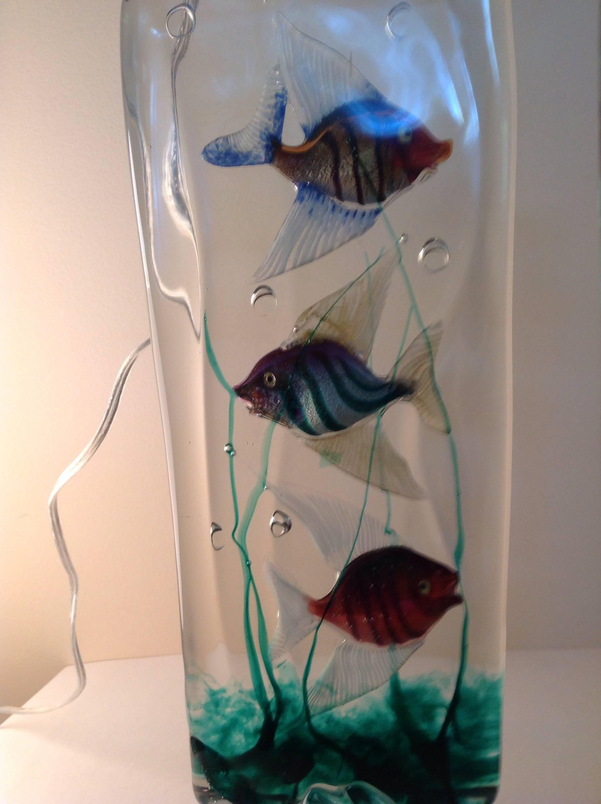 Pair of Alfredo Barbini Murano Aquarium Lamps In Excellent Condition In Keego Harbor, MI